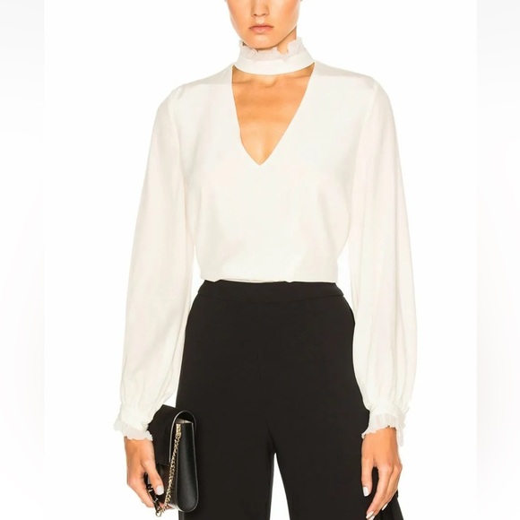 ALEXIS *Klein* ivory silk choker blouse top XS